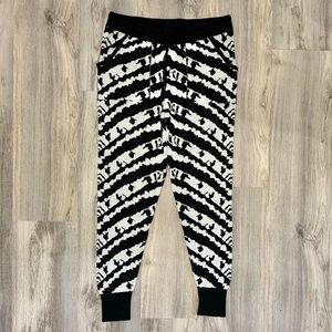 Yes And 100% Organic Cotton Black White Jacquard Joggers Sweat Pants Size M New